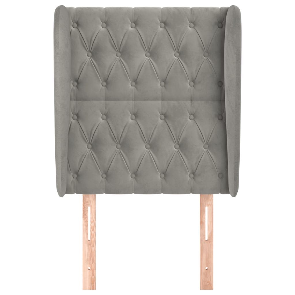 vidaXL Tăblie de pat cu aripioare gri deschis 83x23x118/128 cm catifea