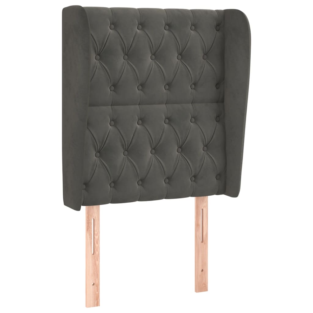 vidaXL Tăblie de pat cu aripioare gri închis 83x23x118/128 cm catifea