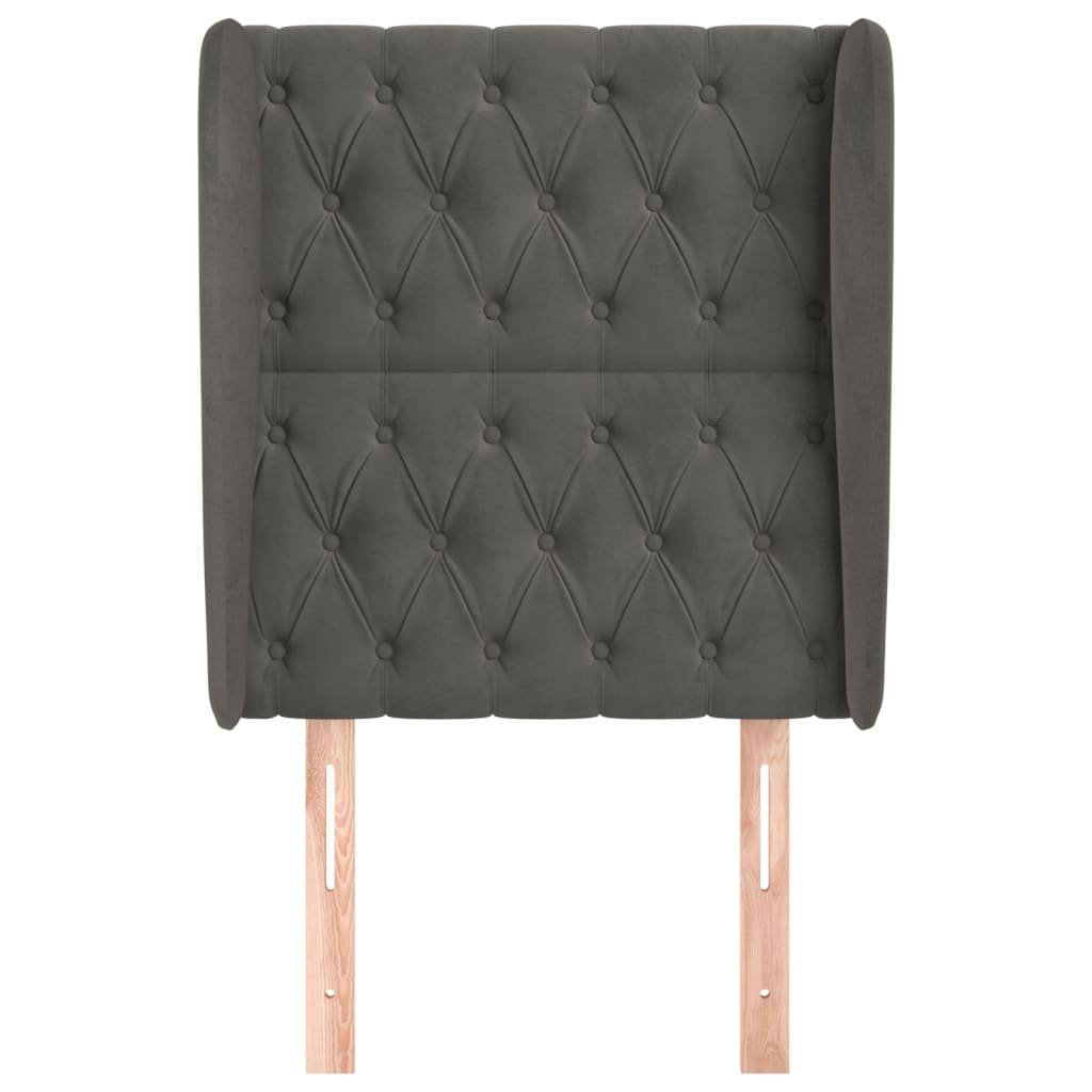 vidaXL Tăblie de pat cu aripioare gri închis 83x23x118/128 cm catifea