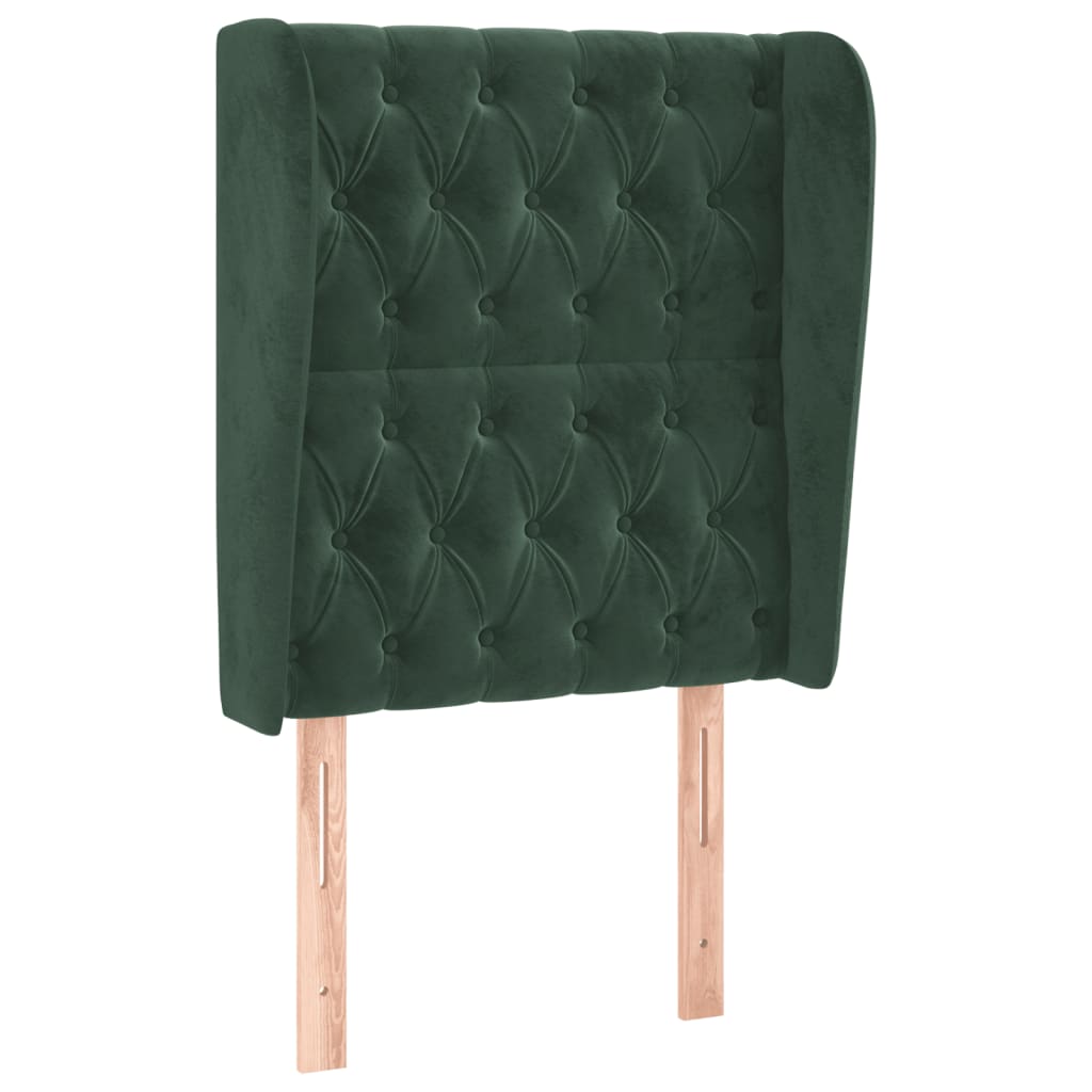 vidaXL Tăblie pat cu aripioare verde închis 83x23x118/128 cm catifea vidaXL Tăblie pat cu aripioare verde închis 83x23x118/128 cm catifea