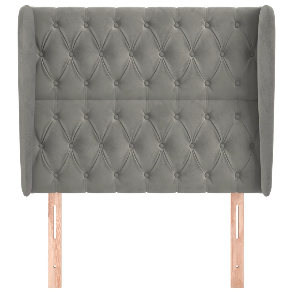 vidaXL Tăblie de pat cu aripioare gri deschis 93x23x118/128 cm catifea