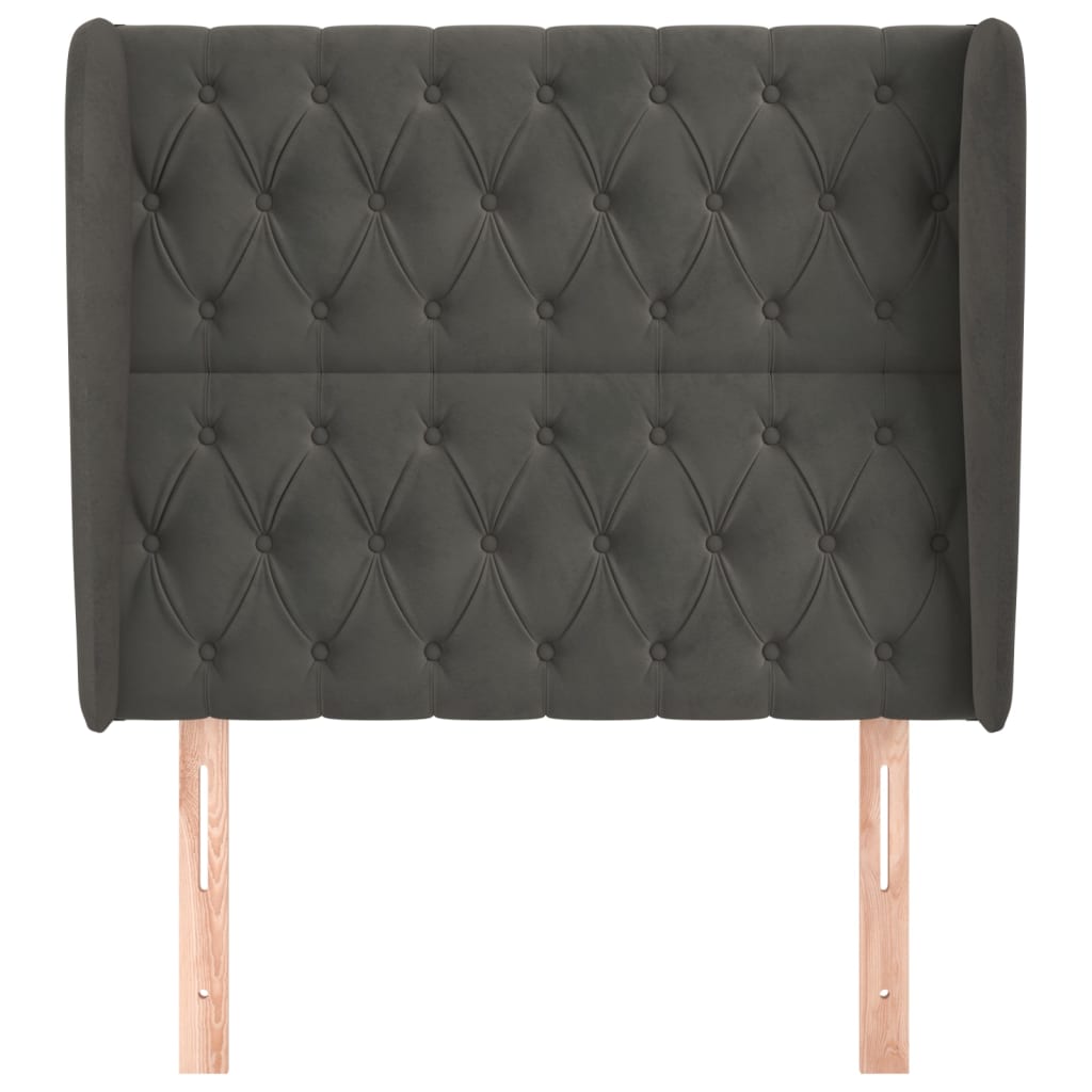 vidaXL Tăblie de pat cu aripioare gri închis 93x23x118/128 cm catifea