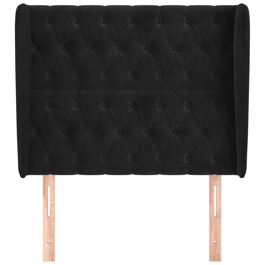 vidaXL Tăblie de pat cu aripioare, negru, 93x23x118/128 cm, catifea
