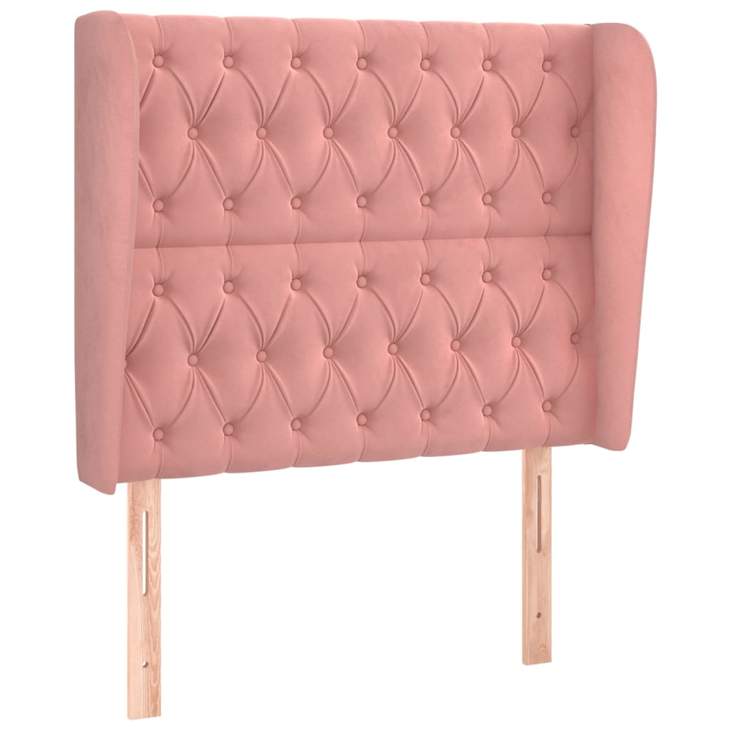 vidaXL Tăblie de pat cu aripioare, roz, 93x23x118/128 cm, catifea