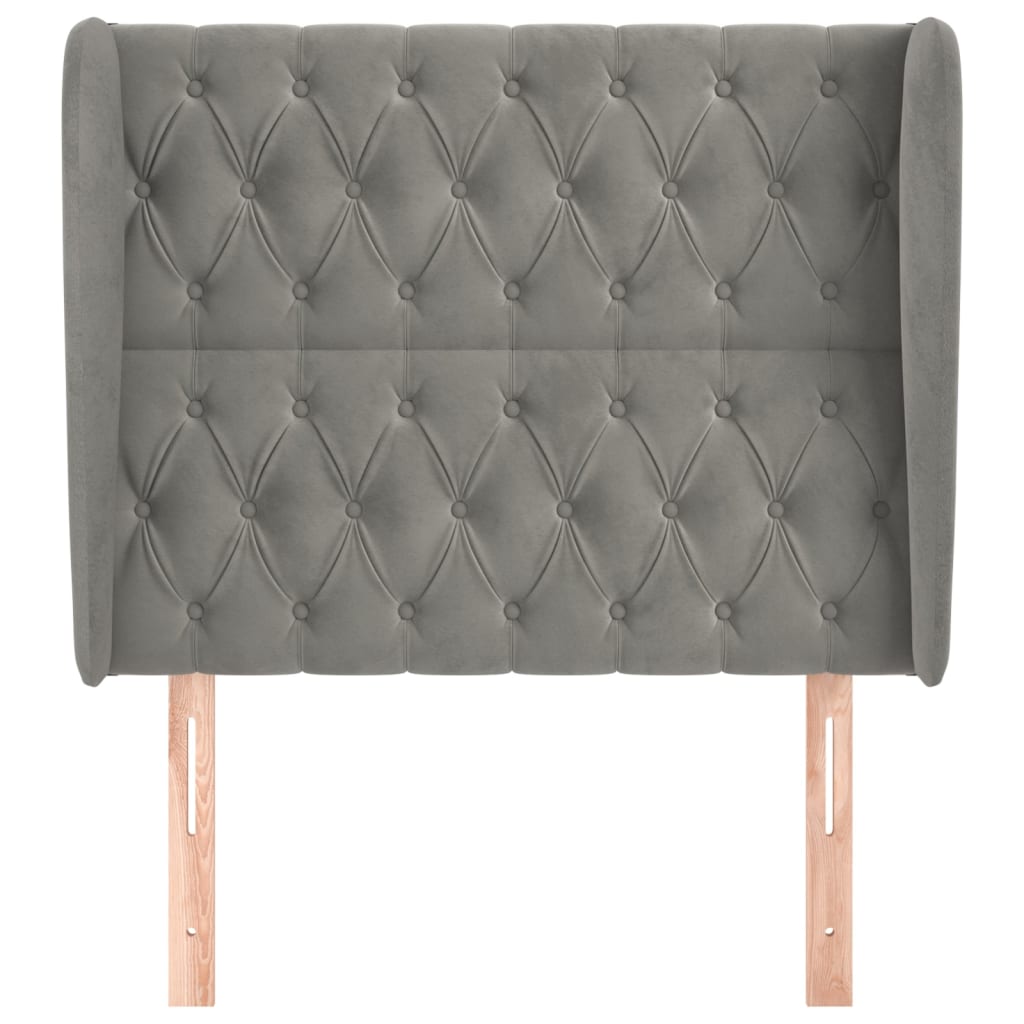 vidaXL Tăblie de pat cu aripioare gri deschis 103x23x118/128cm catifea vidaXL Tăblie de pat cu aripioare gri deschis 103x23x118/128cm catifea