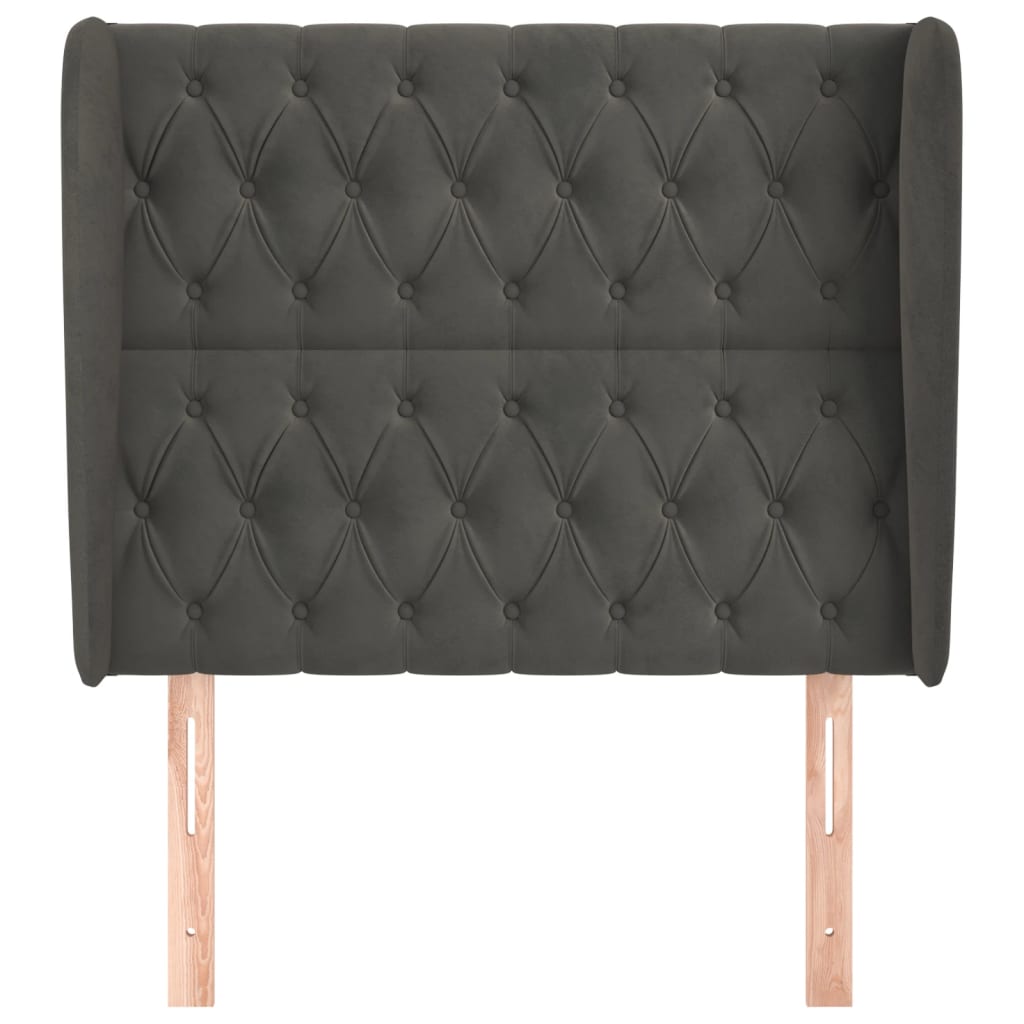vidaXL Tăblie de pat cu aripioare gri închis 103x23x118/128 cm catifea