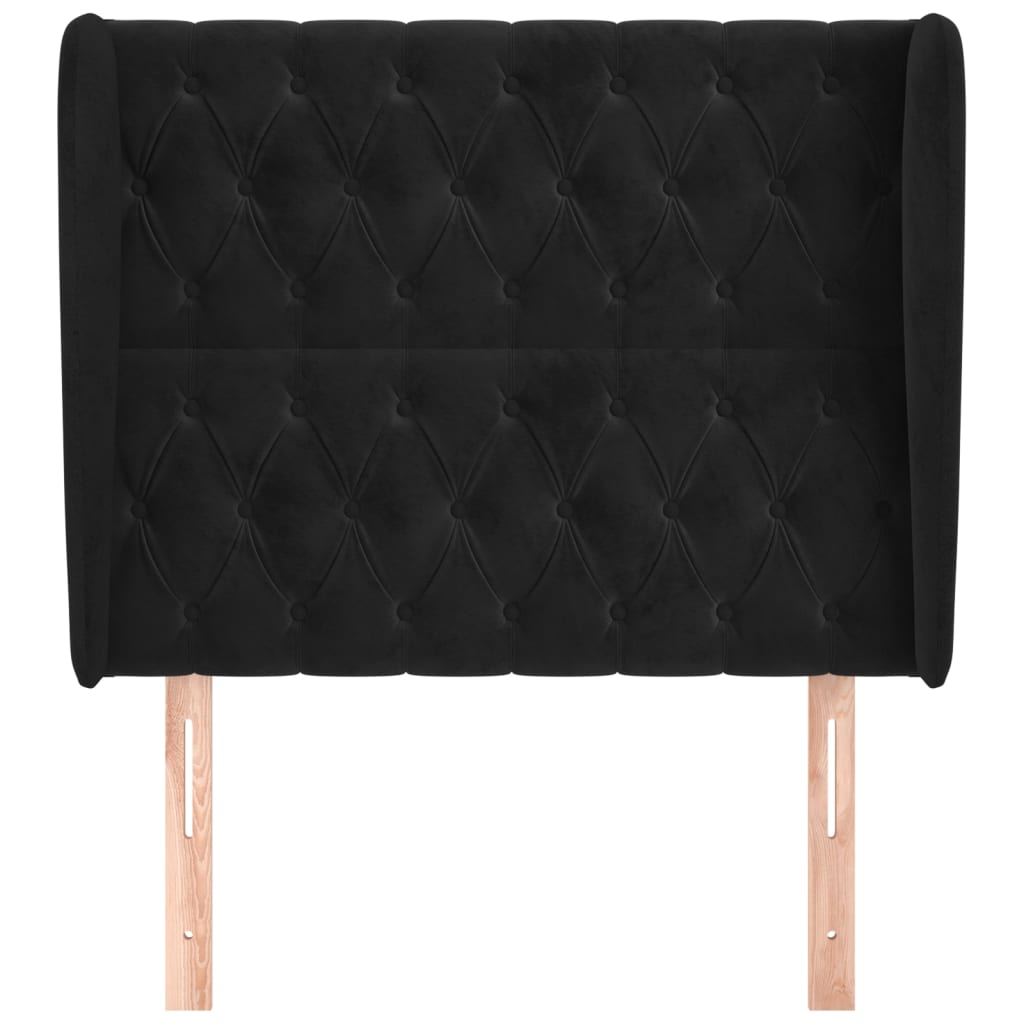 vidaXL Tăblie de pat cu aripioare, negru, 103x23x118/128 cm, catifea