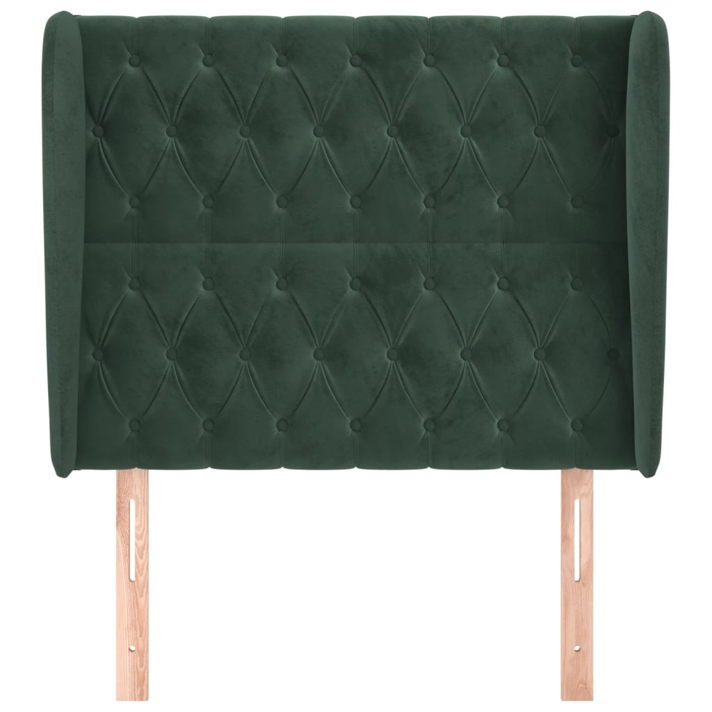 vidaXL Tăblie pat cu aripioare verde închis 103x23x118/128 cm catifea vidaXL Tăblie pat cu aripioare verde închis 103x23x118/128 cm catifea