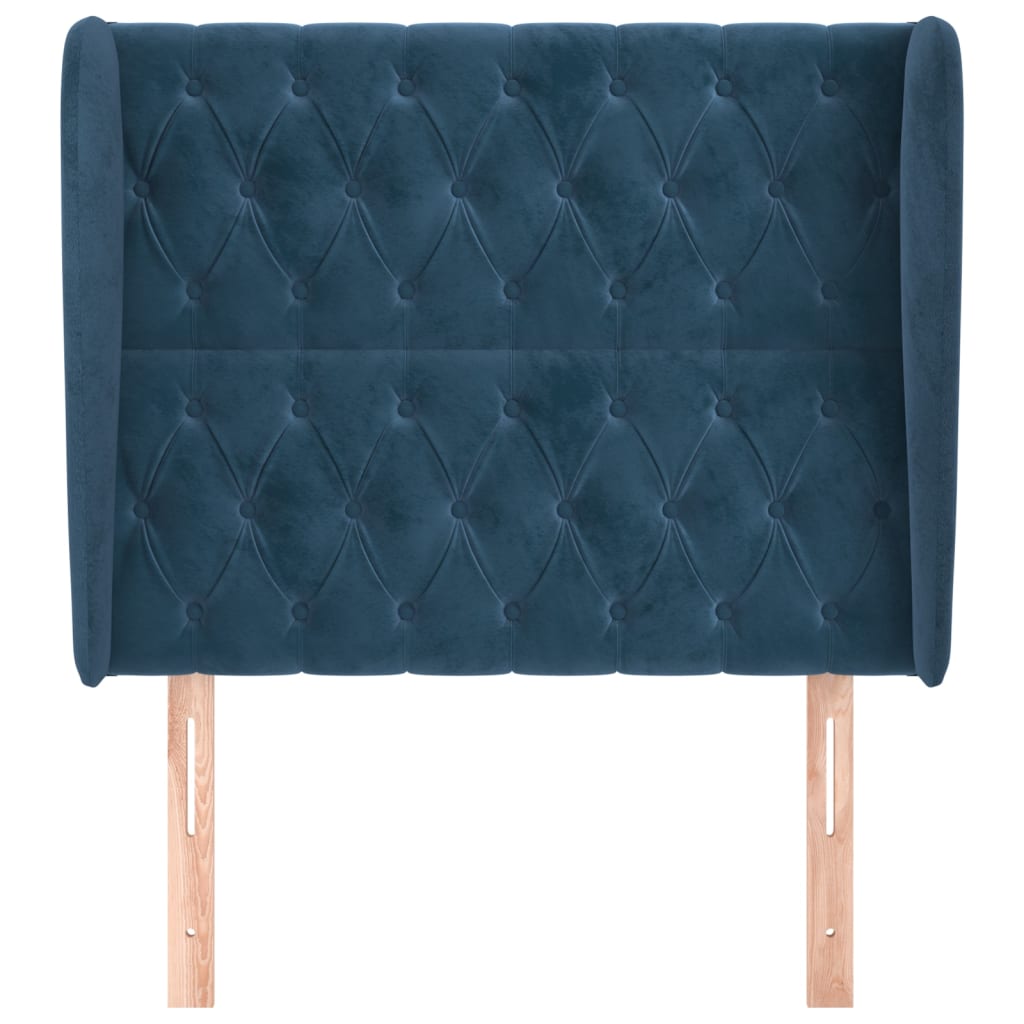 vidaXL Tăblie pat cu urechi albastru închis 103x23x118/128cm catifea vidaXL Tăblie pat cu urechi albastru închis 103x23x118/128cm catifea