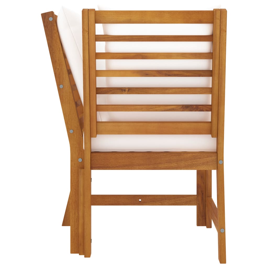 vidaXL Set mobilier de grădină, 3 piese, perne crem, lemn masiv acacia vidaXL Set mobilier de grădină, 3 piese, perne crem, lemn masiv acacia