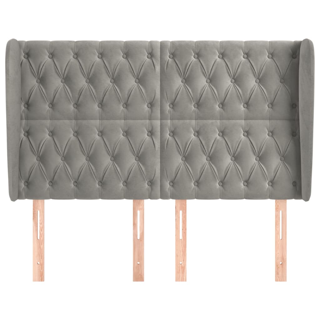 vidaXL Tăblie de pat cu aripioare gri deschis 147x23x118/128cm catifea vidaXL Tăblie de pat cu aripioare gri deschis 147x23x118/128cm catifea