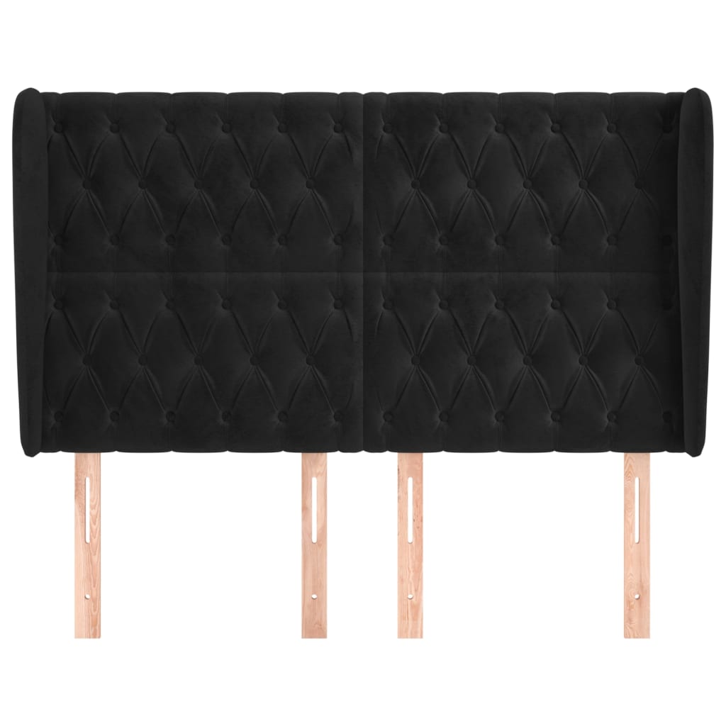 vidaXL Tăblie de pat cu aripioare, negru, 147x23x118/128 cm, catifea