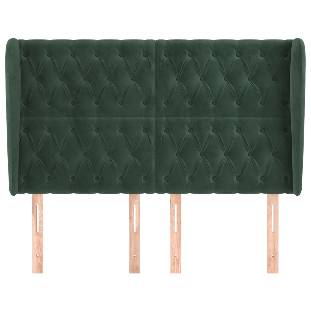 vidaXL Tăblie pat cu aripioare verde închis 147x23x118/128 cm catifea vidaXL Tăblie pat cu aripioare verde închis 147x23x118/128 cm catifea