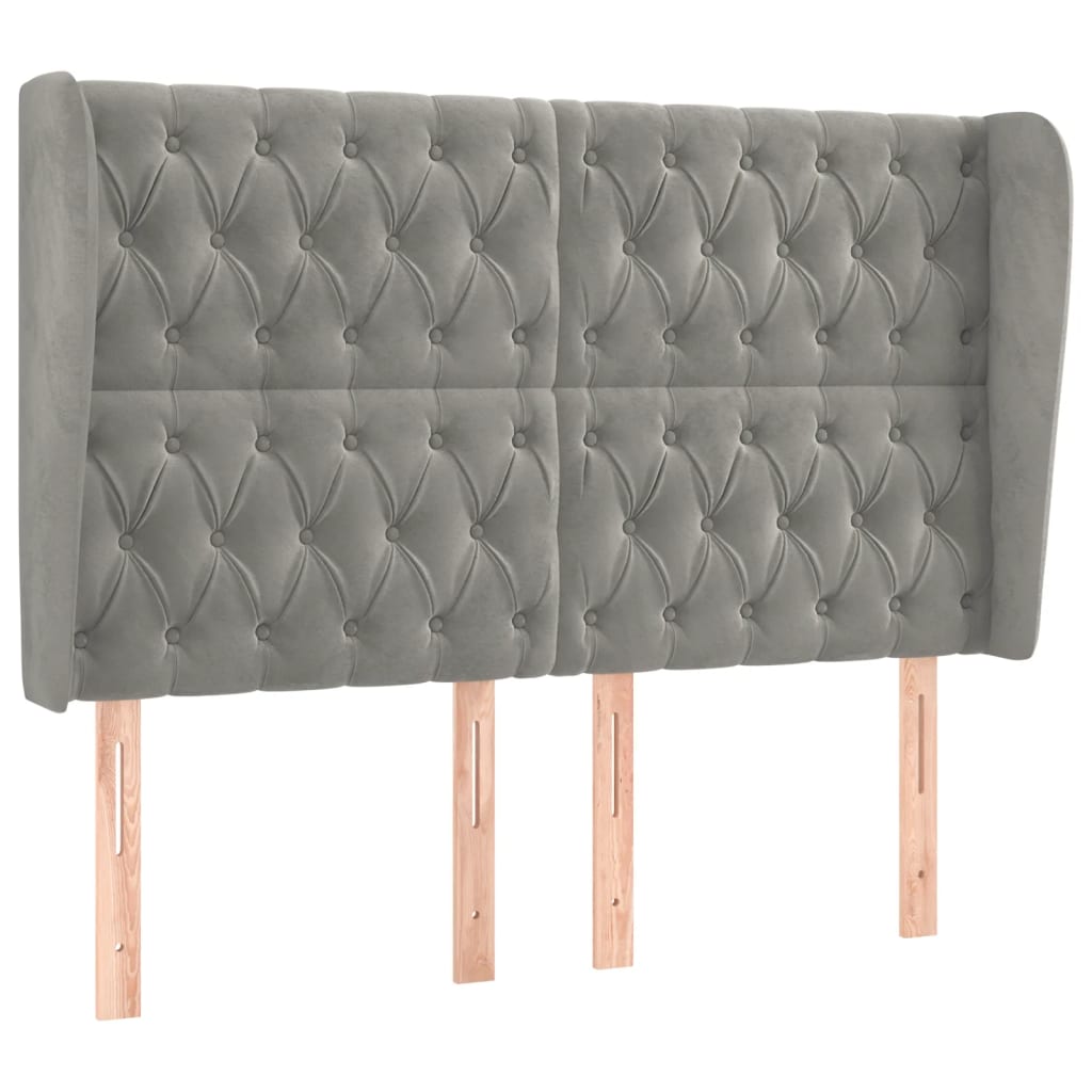 vidaXL Tăblie de pat cu aripioare gri deschis 163x23x118/128cm catifea