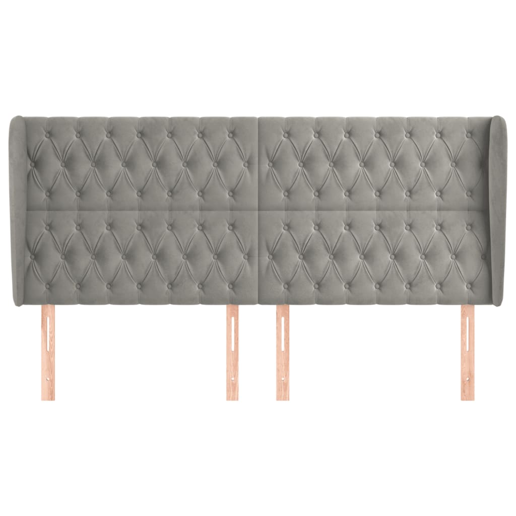 vidaXL Tăblie de pat cu aripioare gri deschis 183x23x118/128cm catifea