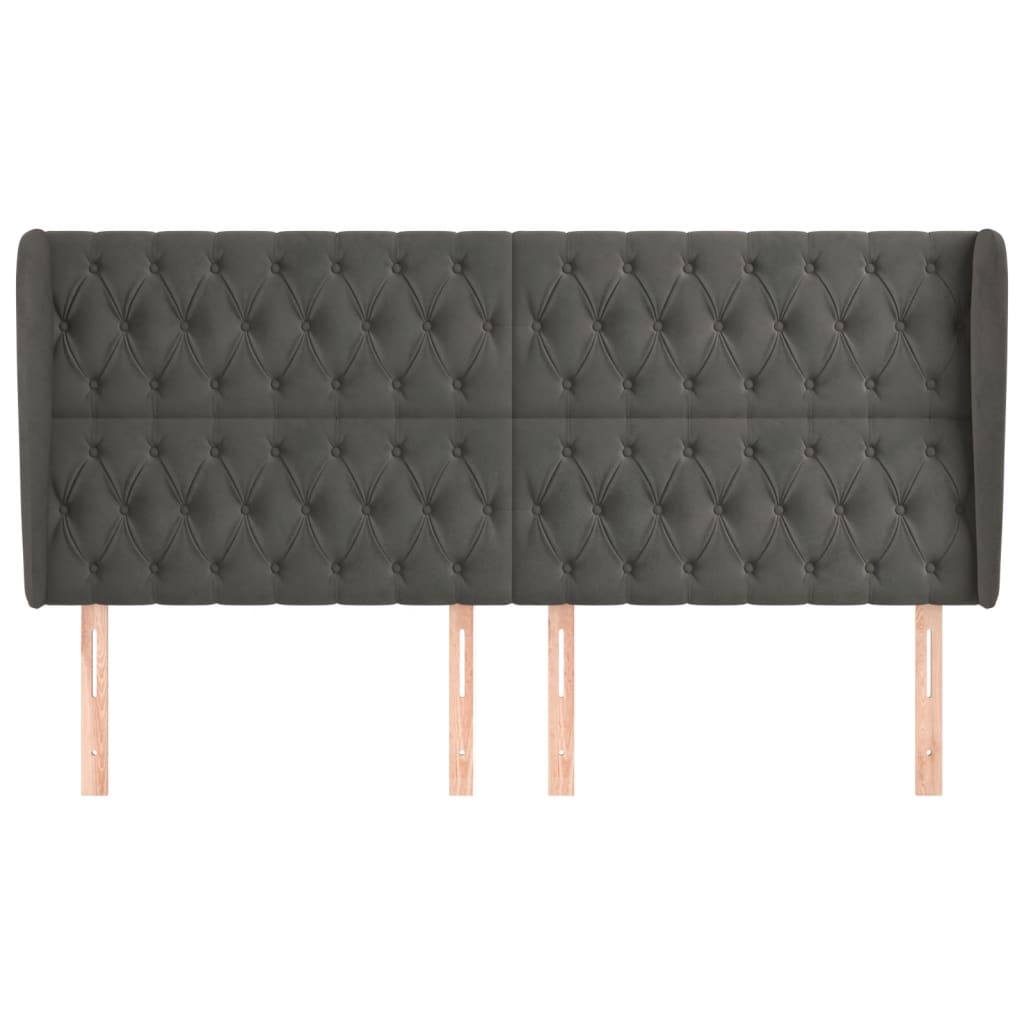 vidaXL Tăblie de pat cu aripioare gri închis 183x23x118/128 cm catifea vidaXL Tăblie de pat cu aripioare gri închis 183x23x118/128 cm catifea