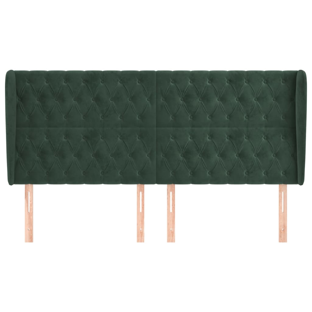 vidaXL Tăblie pat cu aripioare verde închis 183x23x118/128 cm catifea vidaXL Tăblie pat cu aripioare verde închis 183x23x118/128 cm catifea