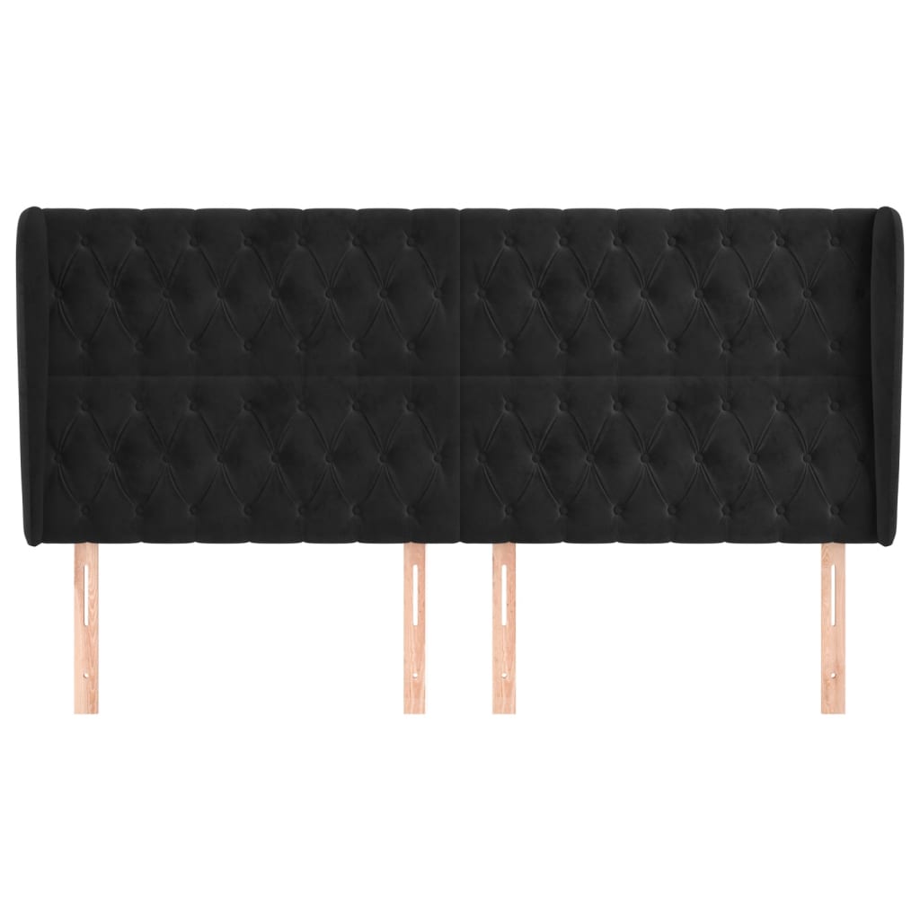 vidaXL Tăblie de pat cu aripioare, negru, 203x23x118/128 cm, catifea