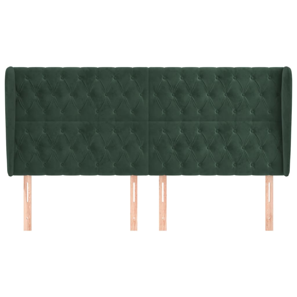 vidaXL Tăblie pat cu aripioare verde închis 203x23x118/128cm catifea vidaXL Tăblie pat cu aripioare verde închis 203x23x118/128cm catifea