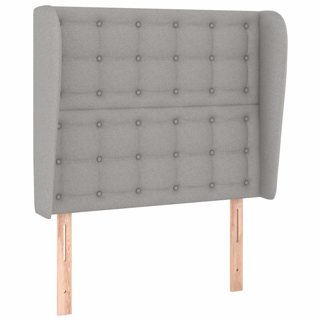 vidaXL Tăblie de pat cu aripioare gri deschis 93x23x118/128 cm textil