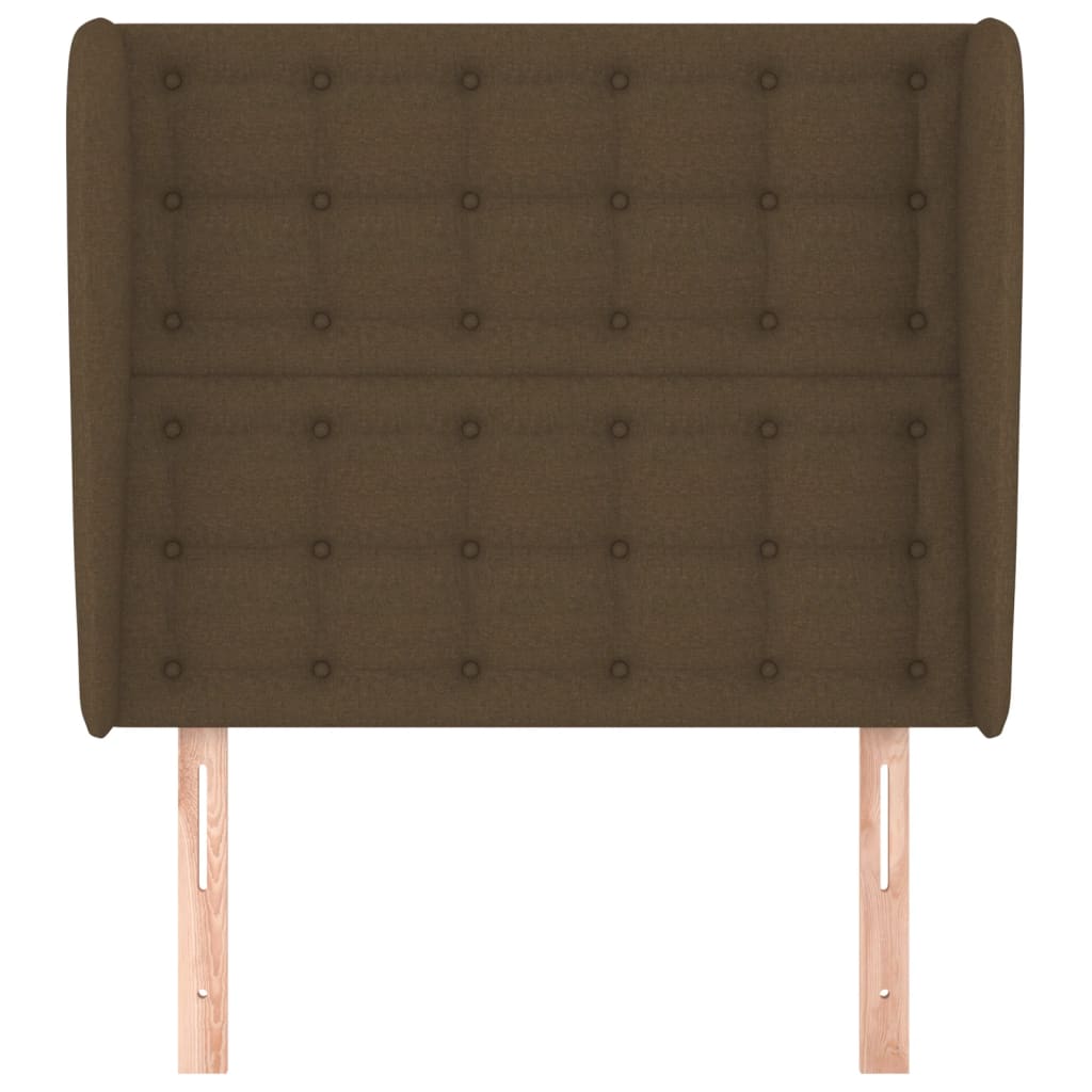 vidaXL Tăblie de pat cu aripioare maro închis 93x23x118/128 cm textil