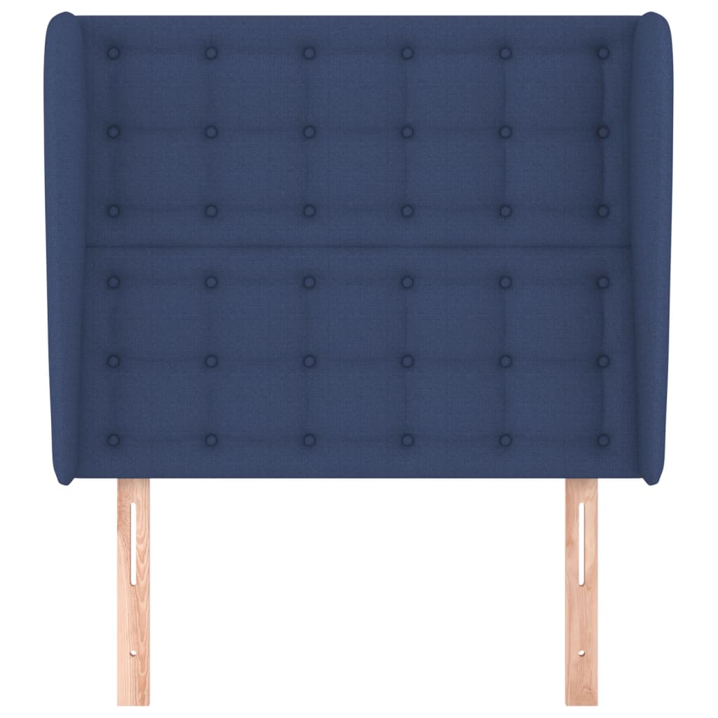 vidaXL Tăblie de pat cu aripioare, albastru, 93x23x118/128 cm, textil vidaXL Tăblie de pat cu aripioare, albastru, 93x23x118/128 cm, textil