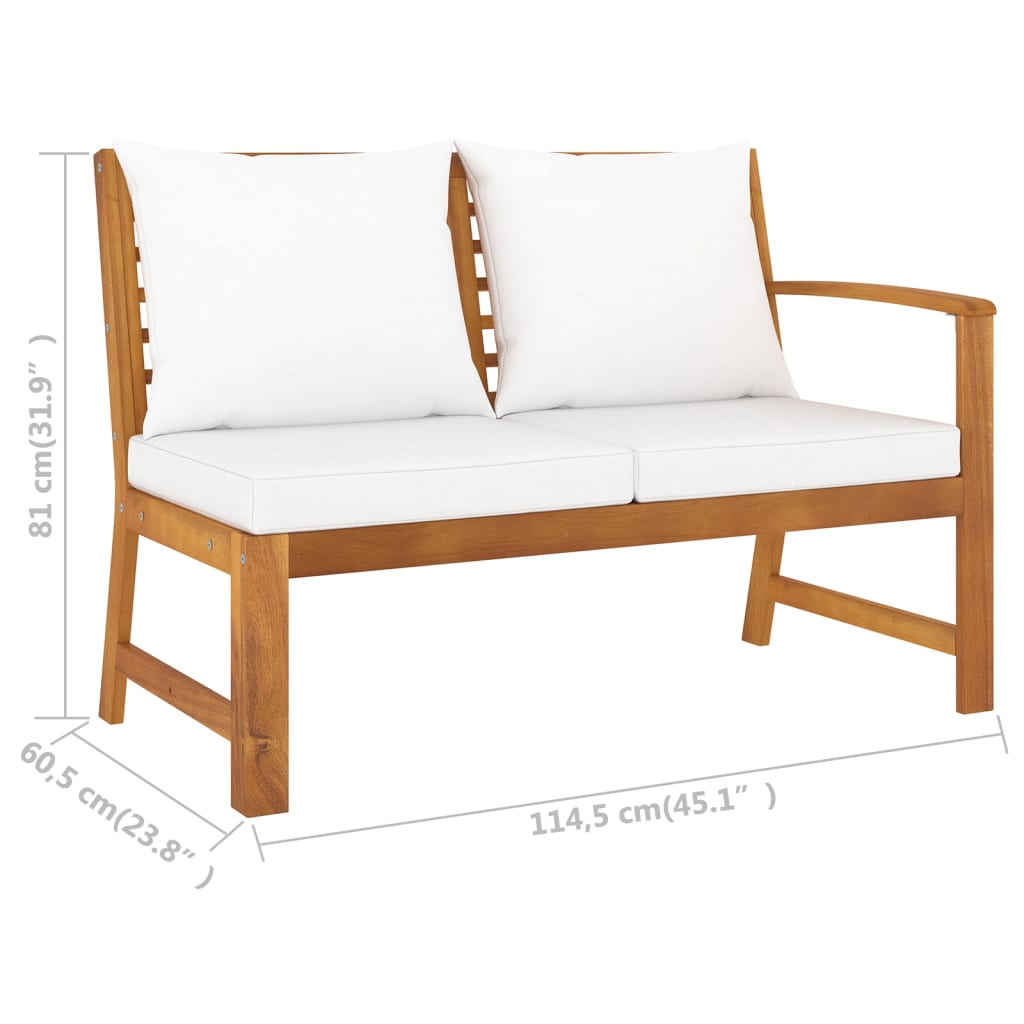 vidaXL Bancă de grădină, perne crem, 114,5 cm, lemn masiv de acacia vidaXL Bancă de grădină, perne crem, 114,5 cm, lemn masiv de acacia