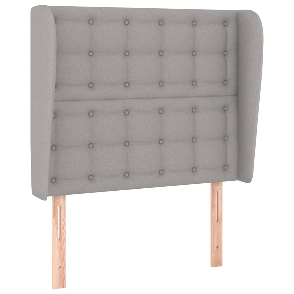 vidaXL Tăblie de pat cu aripioare gri deschis 103x23x118/128 cm textil