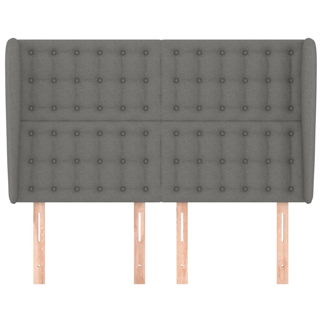 vidaXL Tăblie de pat cu aripioare gri închis 147x23x118/128 cm textil vidaXL Tăblie de pat cu aripioare gri închis 147x23x118/128 cm textil