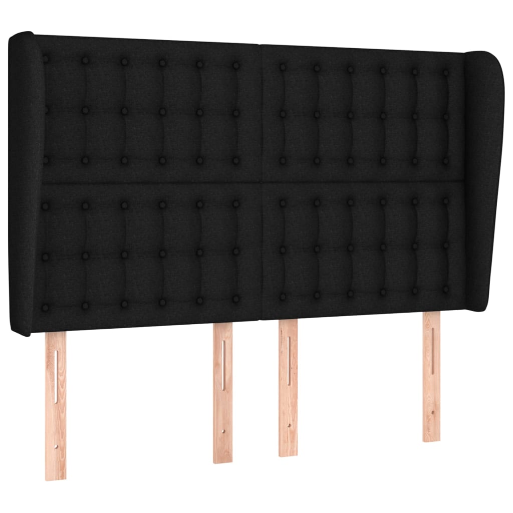 vidaXL Tăblie de pat cu aripioare, negru, 147x23x118/128 cm, textil