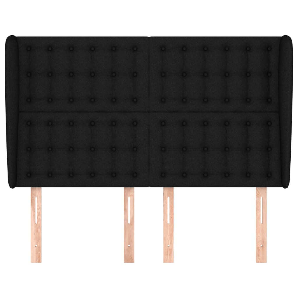 vidaXL Tăblie de pat cu aripioare, negru, 147x23x118/128 cm, textil