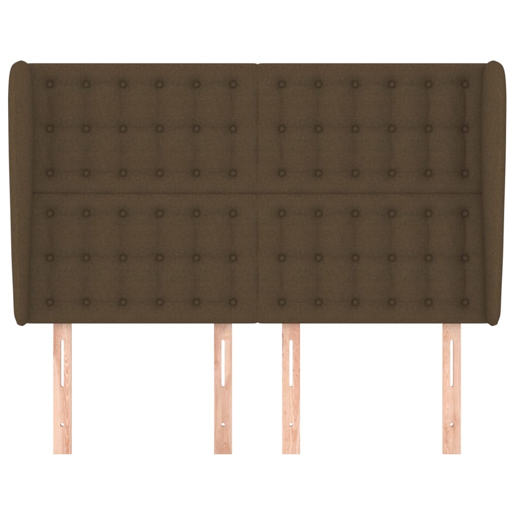 vidaXL Tăblie de pat cu aripioare maro închis 147x23x118/128 cm textil