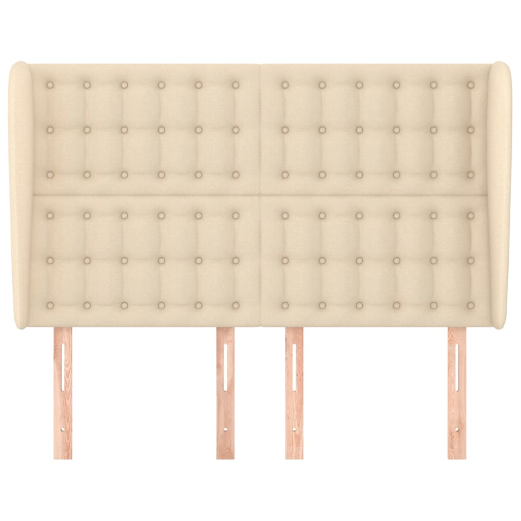 vidaXL Tăblie de pat cu aripioare, crem, 147x23x118/128 cm, textil