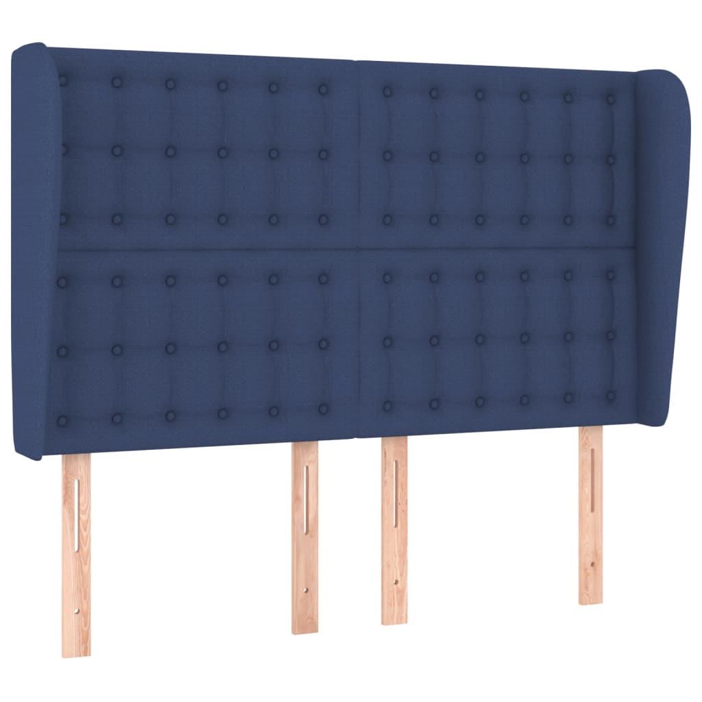 vidaXL Tăblie de pat cu aripioare, albastru, 147x23x118/128 cm, textil vidaXL Tăblie de pat cu aripioare, albastru, 147x23x118/128 cm, textil