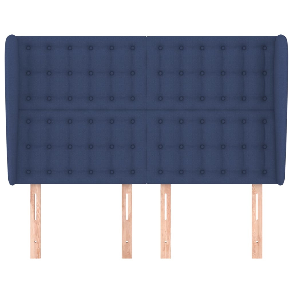 vidaXL Tăblie de pat cu aripioare, albastru, 147x23x118/128 cm, textil vidaXL Tăblie de pat cu aripioare, albastru, 147x23x118/128 cm, textil