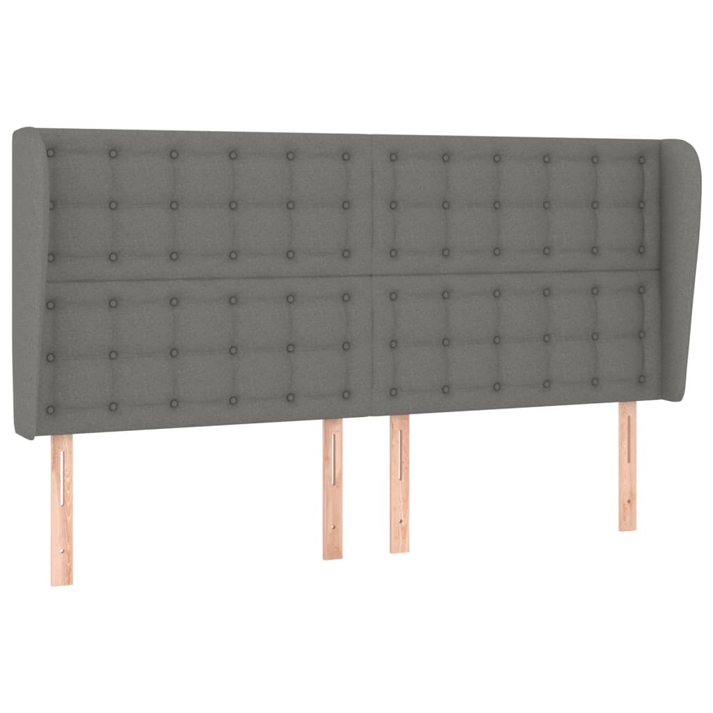 vidaXL Tăblie de pat cu aripioare gri închis 163x23x118/128 cm textil vidaXL Tăblie de pat cu aripioare gri închis 163x23x118/128 cm textil