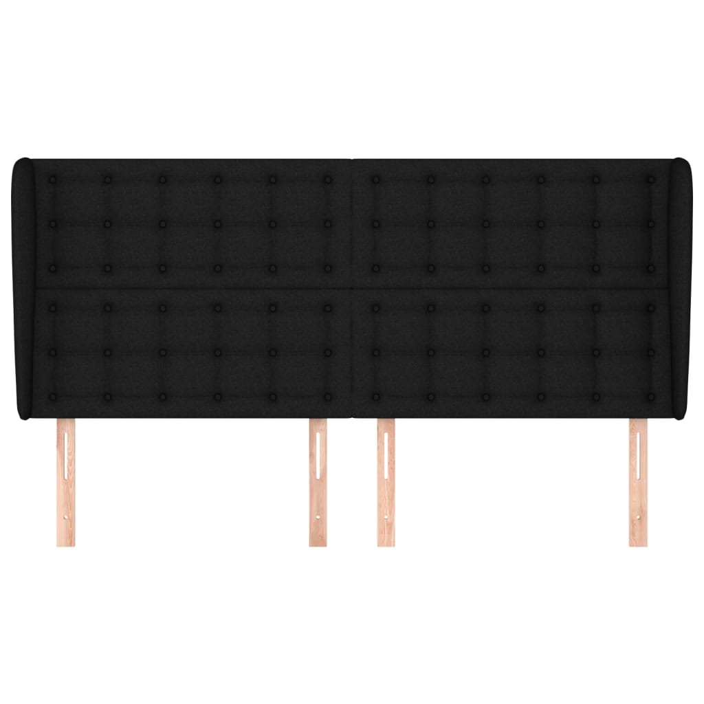 vidaXL Tăblie de pat cu aripioare, negru, 163x23x118/128 cm, textil