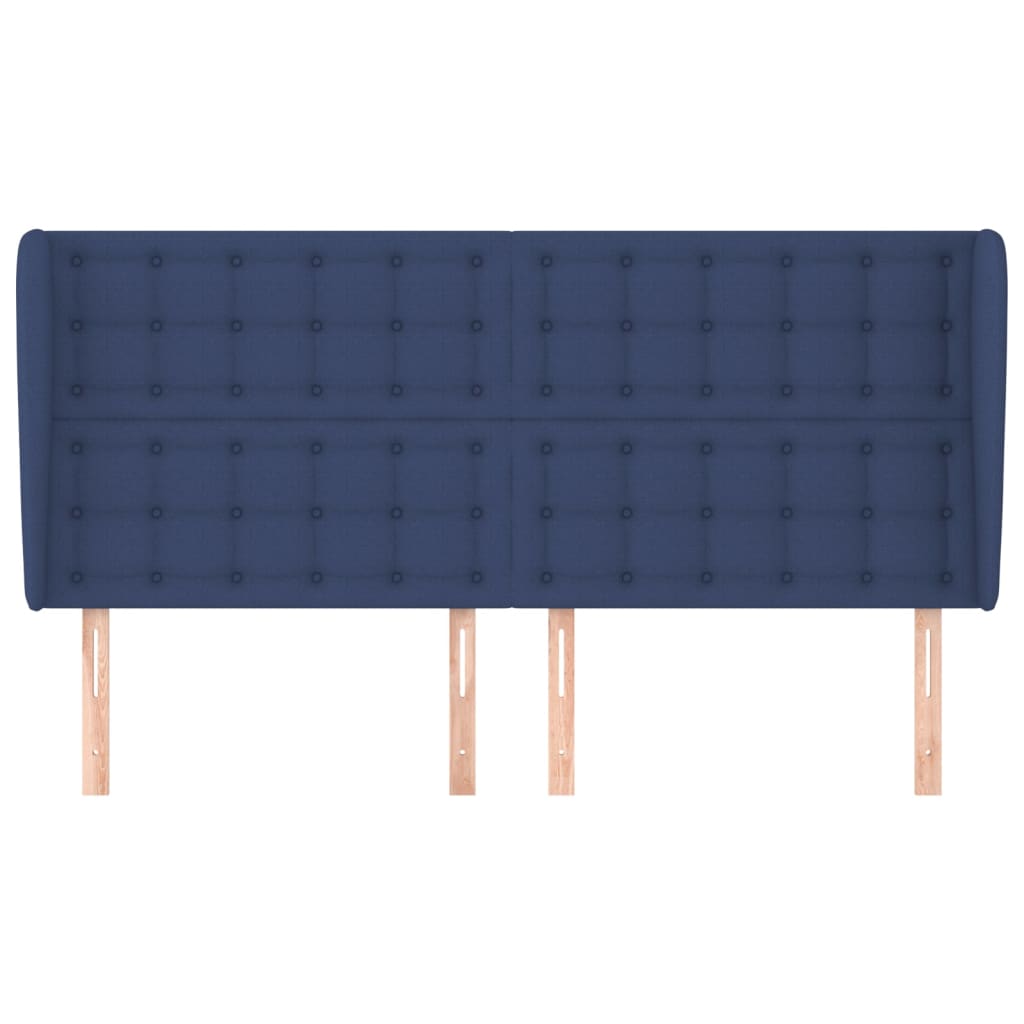 vidaXL Tăblie de pat cu aripioare, albastru, 163x23x118/128 cm, textil