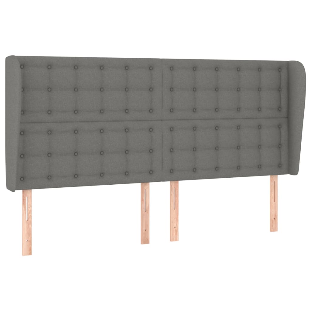 vidaXL Tăblie de pat cu aripioare gri închis 183x23x118/128 cm textil vidaXL Tăblie de pat cu aripioare gri închis 183x23x118/128 cm textil