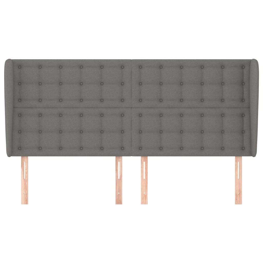 vidaXL Tăblie de pat cu aripioare gri închis 183x23x118/128 cm textil vidaXL Tăblie de pat cu aripioare gri închis 183x23x118/128 cm textil
