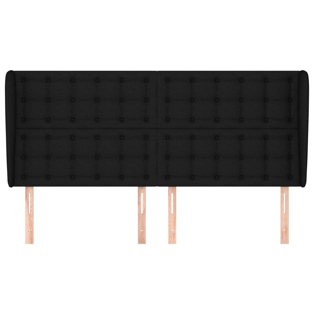 vidaXL Tăblie de pat cu aripioare, negru, 183x23x118/128 cm, textil