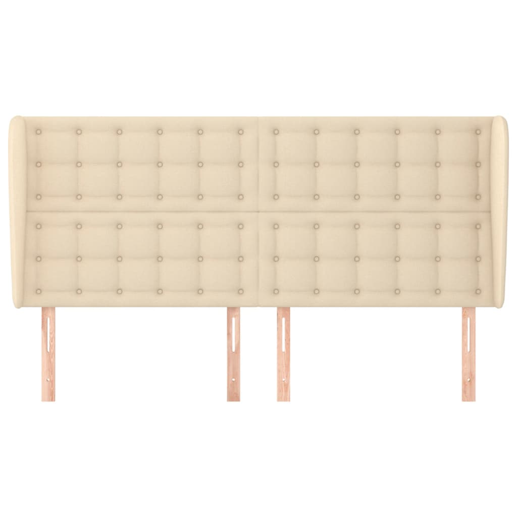 vidaXL Tăblie de pat cu aripioare, crem, 183x23x118/128 cm, textil