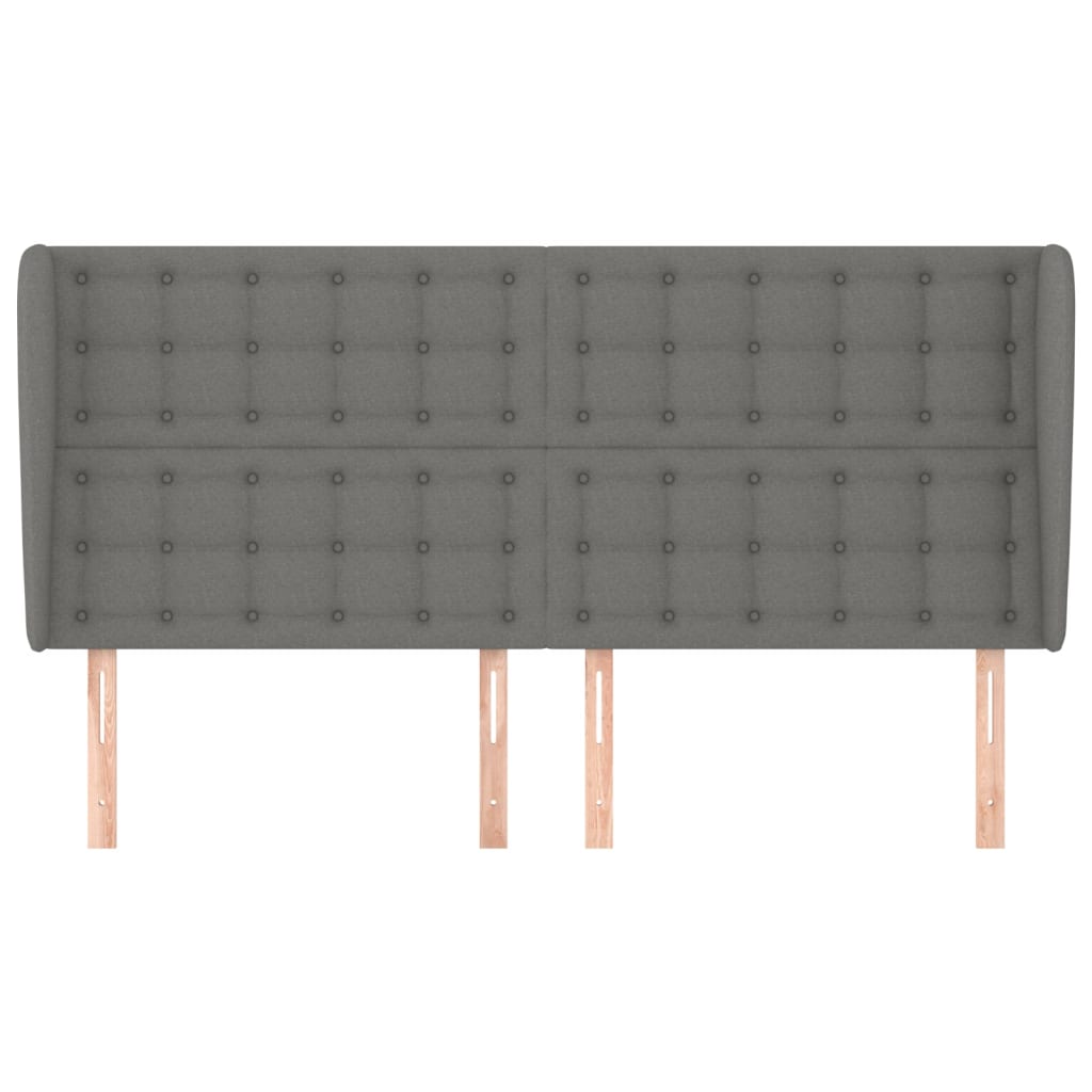 vidaXL Tăblie de pat cu aripioare gri închis 203x23x118/128 cm, textil