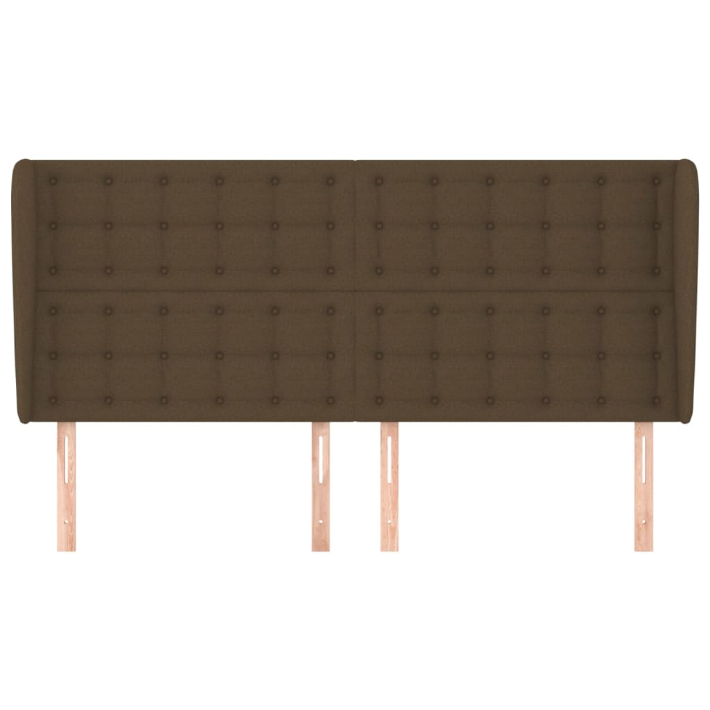 vidaXL Tăblie de pat cu aripioare maro închis 203x23x118/128 cm textil