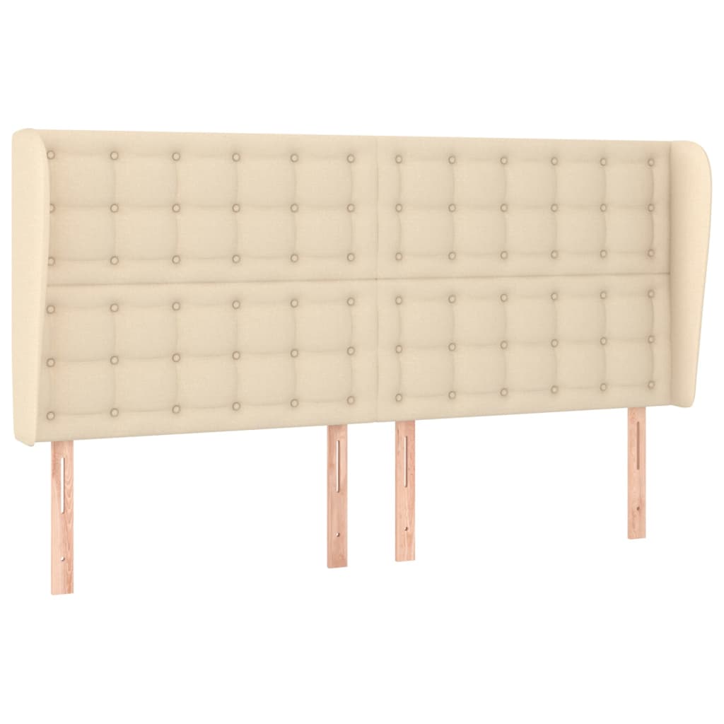 vidaXL Tăblie de pat cu aripioare, crem, 203x23x118/128 cm, textil vidaXL Tăblie de pat cu aripioare, crem, 203x23x118/128 cm, textil