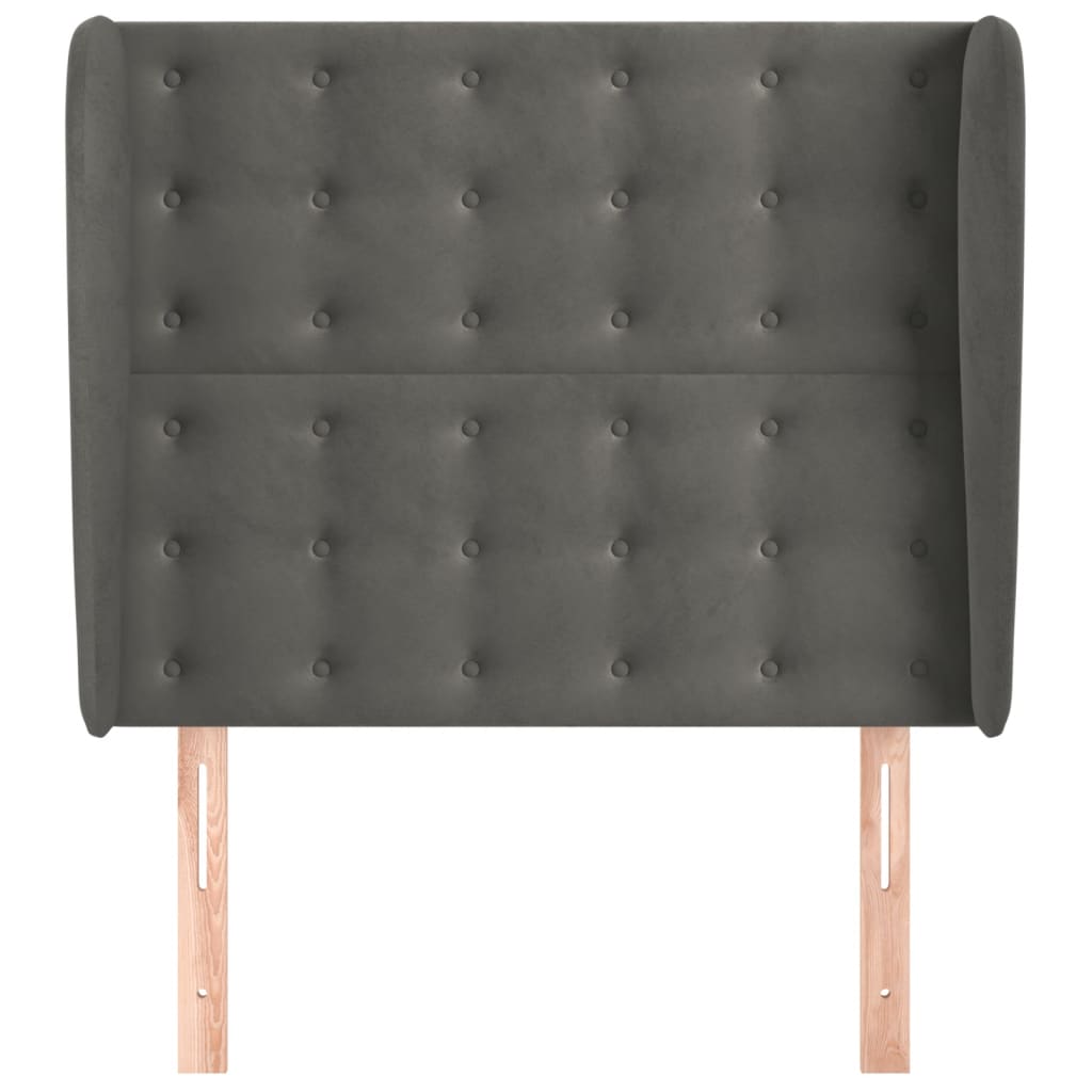 vidaXL Tăblie de pat cu aripioare gri închis 83x23x118/128 cm catifea