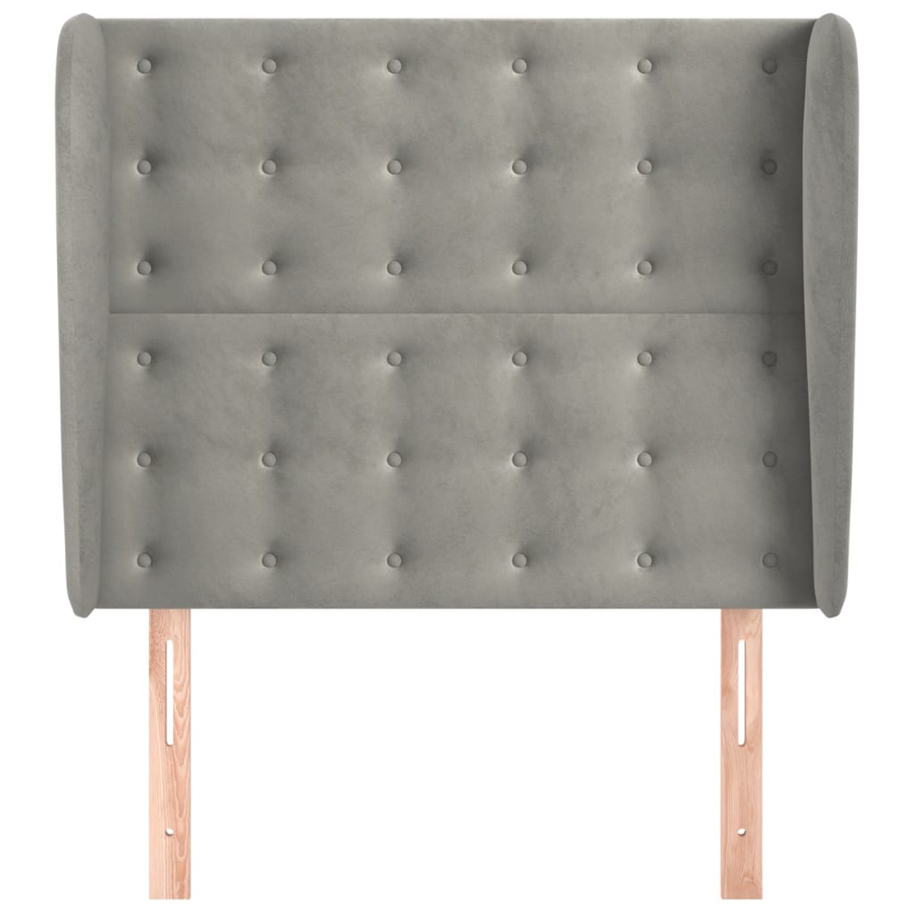 vidaXL Tăblie de pat cu aripioare gri deschis 93x23x118/128 cm catifea
