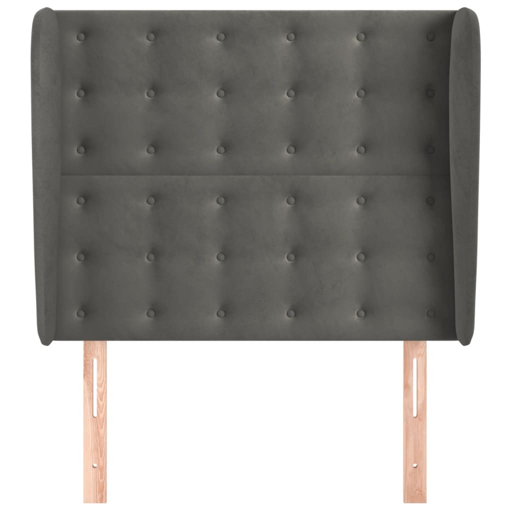 vidaXL Tăblie de pat cu aripioare gri închis 93x23x118/128 cm catifea
