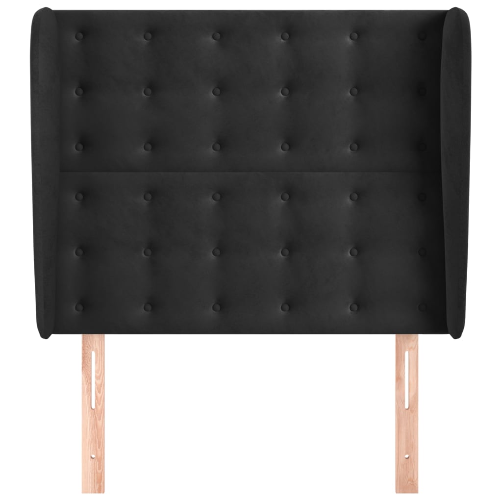 vidaXL Tăblie de pat cu aripioare, negru, 93x23x118/128 cm, catifea