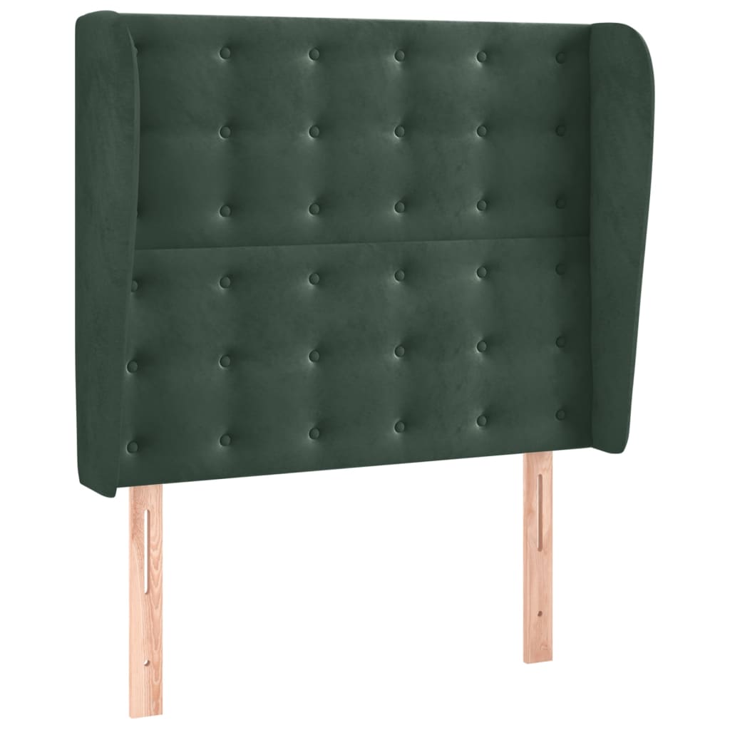 vidaXL Tăblie pat cu aripioare verde închis 93x23x118/128 cm catifea vidaXL Tăblie pat cu aripioare verde închis 93x23x118/128 cm catifea
